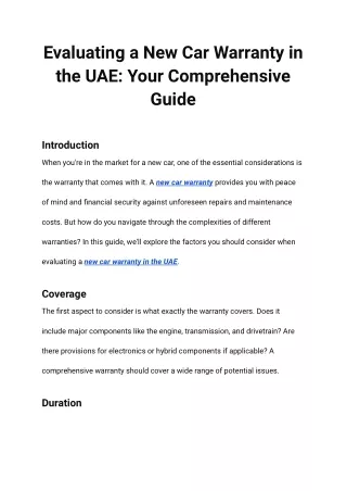evaluating a new car warranty in the uae your