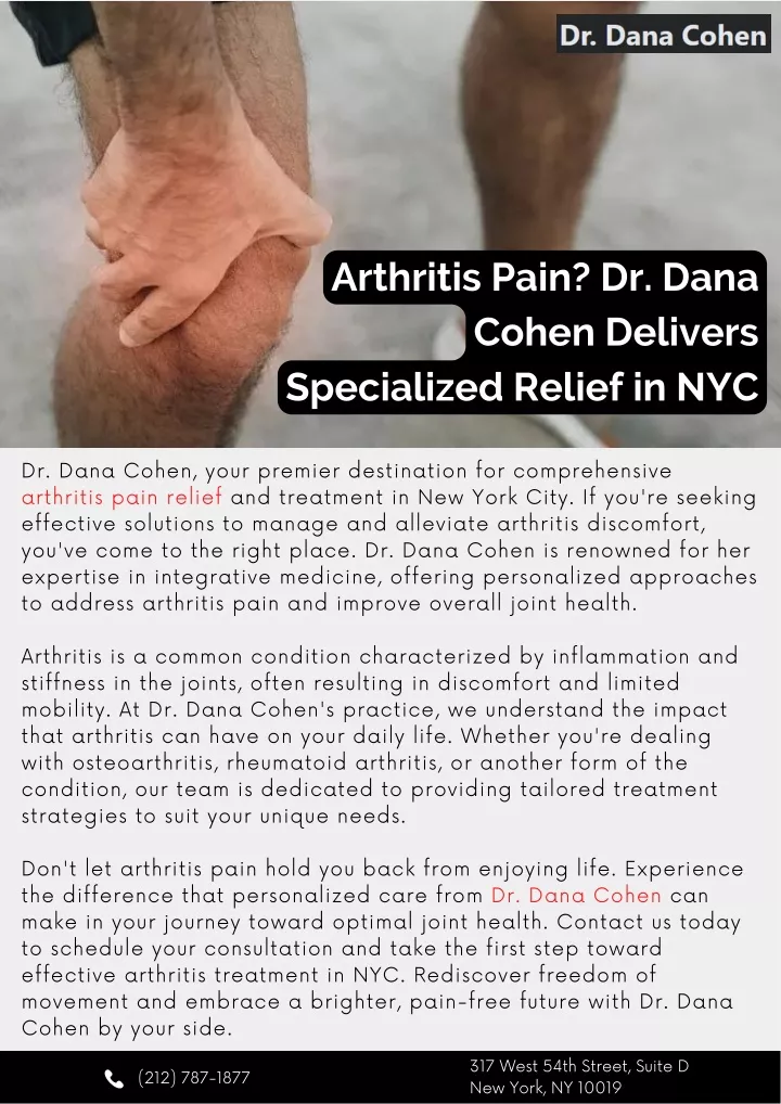 arthritis pain dr dana cohen delivers specialized