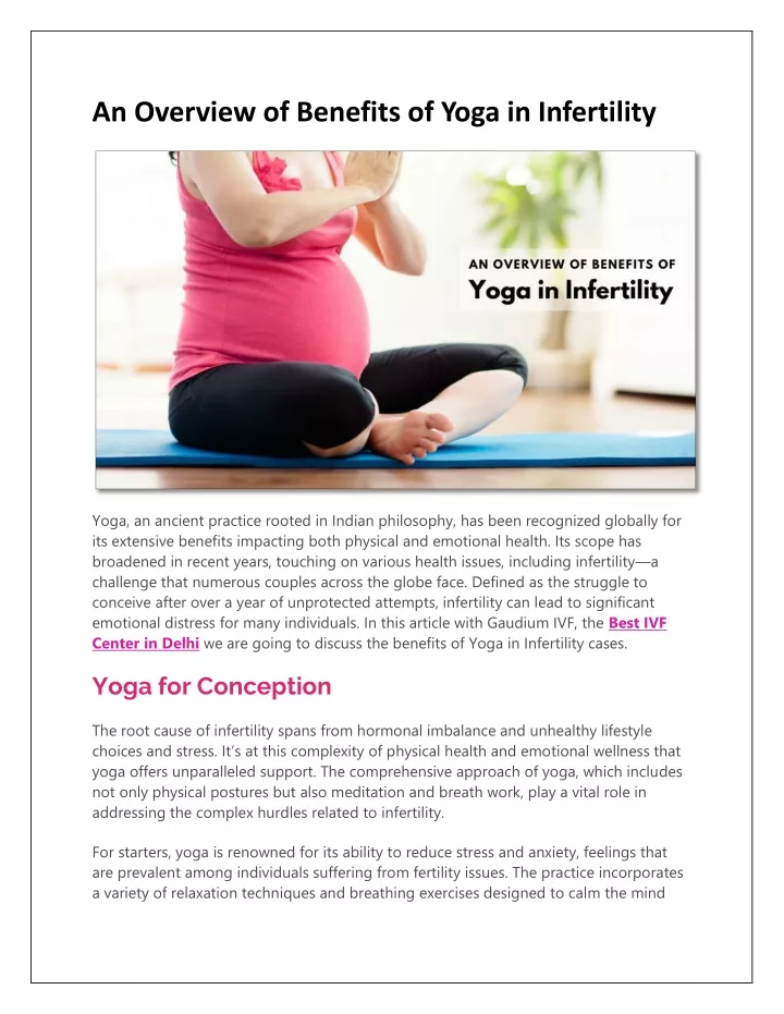 an overview of benefits of yoga in infertility