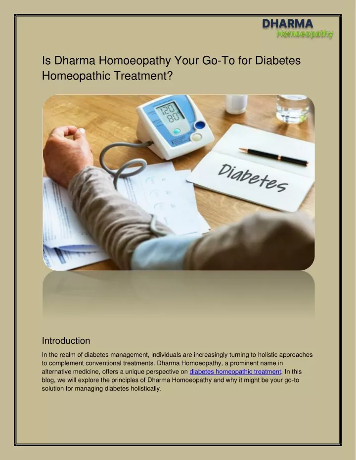 is dharma homoeopathy your go to for diabetes