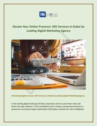 Elevate Your Online Presence: SEO Services in Dubai by Leading Digital Marketing