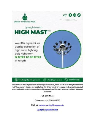 Top high mast supplier in India