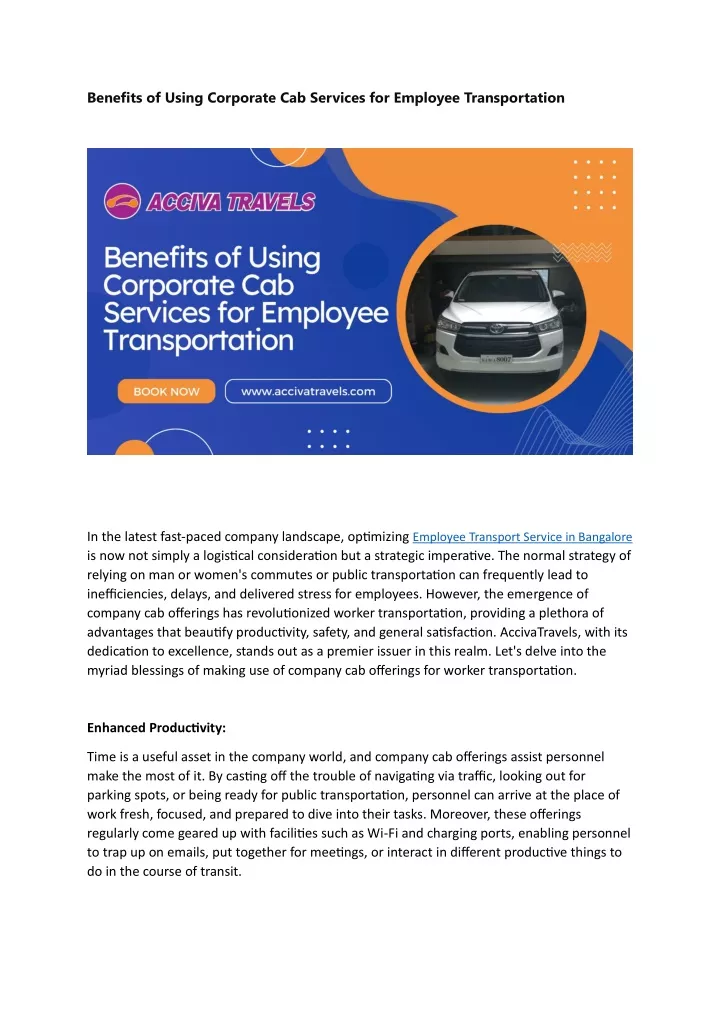 benefits of using corporate cab services