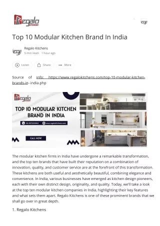Top 10 Modular Kitchen Brand In India