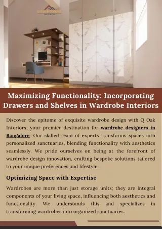 Maximizing Functionality Incorporating Drawers and Shelves in Wardrobe Interiors