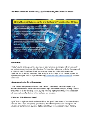 The Secure Path_ Implementing Digital Product Keys for Online Businesses