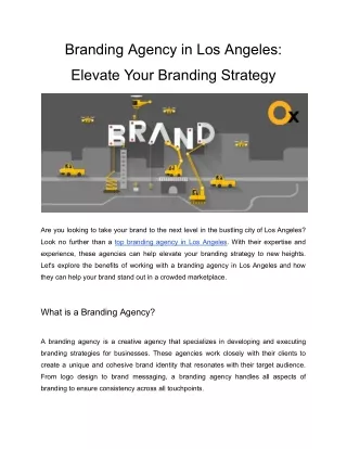 Branding Agency in Los Angeles_ Elevate Your Branding Strategy