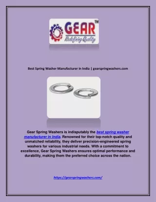 Best Spring Washer Manufacturer in India | gearspringwashers.com