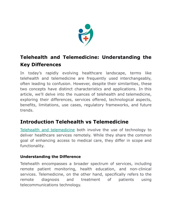 telehealth and telemedicine understanding