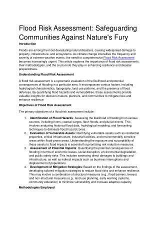 flood risk assessment safeguarding communities