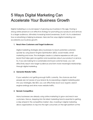 5 Ways Digital Marketing Can Accelerate Your Business Growth