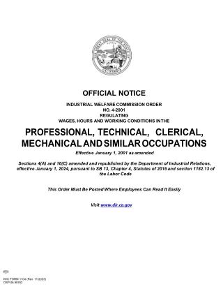 Professional, Technical, Clerical, Mechanical and Similar Occupations