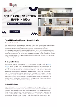 Top 10 Modular Kitchen Brand In India