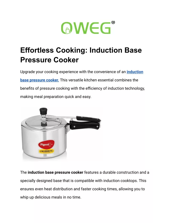 effortless cooking induction base pressure cooker