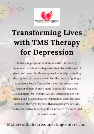 Transforming Lives with TMS Therapy for Depression