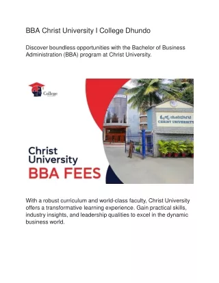 BBA Christ University I College Dhundo