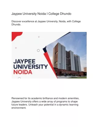Jaypee University Noida I College Dhundo