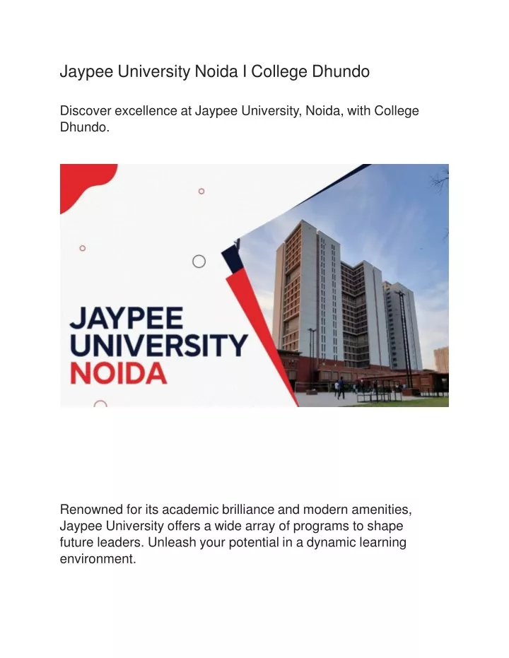 jaypee university noida i college dhundo discover
