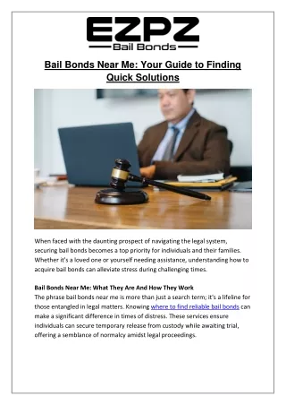Need Bail Now? Find Fast Bail Bonds Near You | EZPZ Bail Bonds