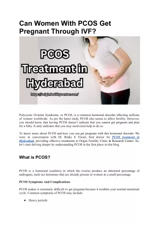 PCOS treatment in Hyderabad