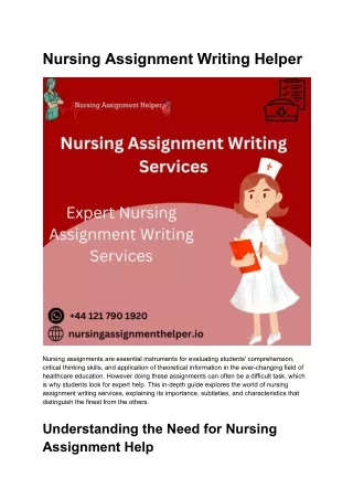 nursing assignment writing helper