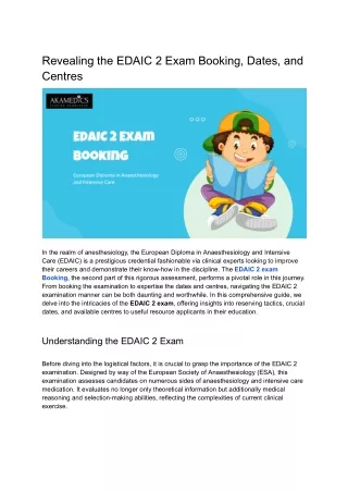 Revealing the EDAIC 2 Exam_ Booking, Dates, and Centres