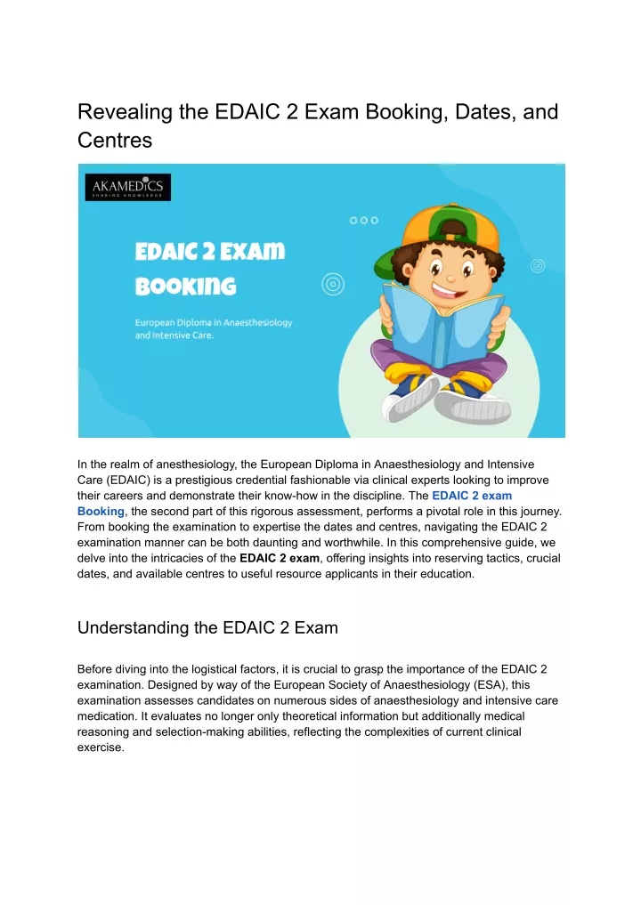 revealing the edaic 2 exam booking dates