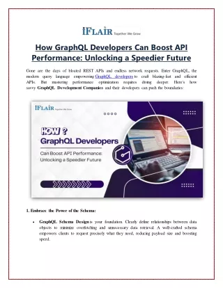 How GraphQL Developers Can Boost API Performance Unlocking a Speedier Future