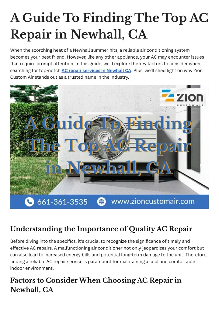 a guide to finding the top ac repair in newhall ca