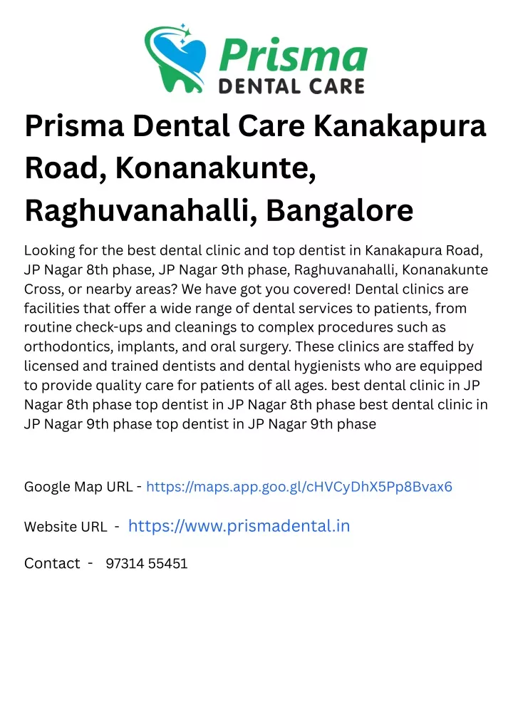 prisma dental care kanakapura road konanakunte