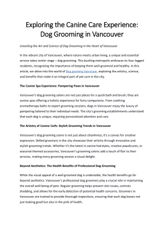 Dog grooming Vancouver