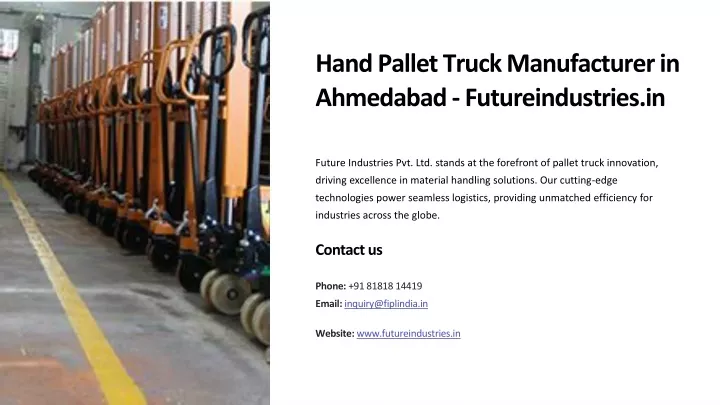 hand pallet truck manufacturer in ahmedabad