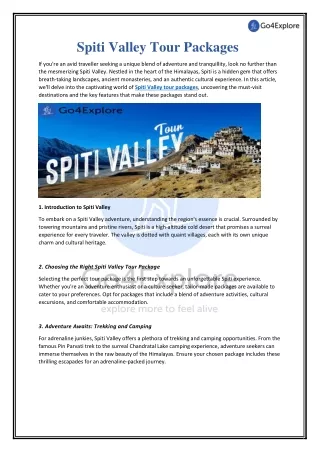 Spiti Valley Tour Packages