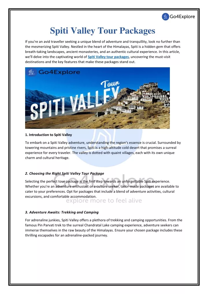 spiti valley tour packages