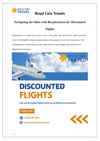 Navigating the Skies with Royalcaretravels' Discounted Flights