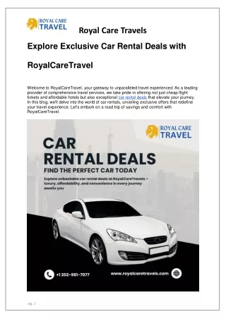 Explore Exclusive Car Rental Deals with RoyalCareTravel
