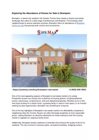 Exploring the Abundance of Homes for Sale in Brampton