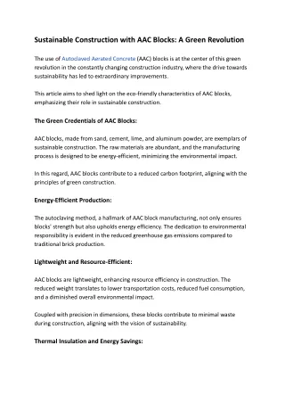 sustainable construction with aac blocks a green