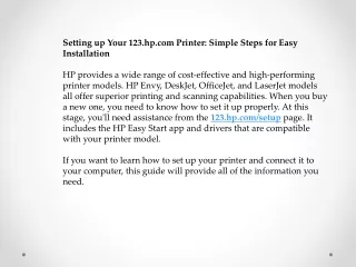 Setting up Your 123.hp.com Printer ppt