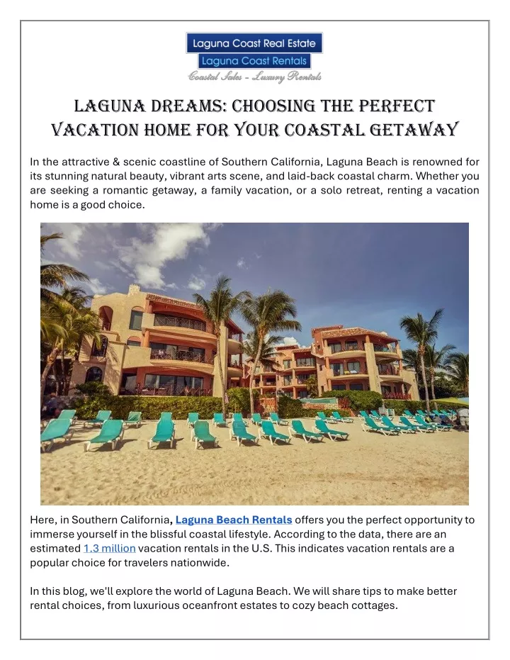 laguna dreams choosing the perfect vacation home