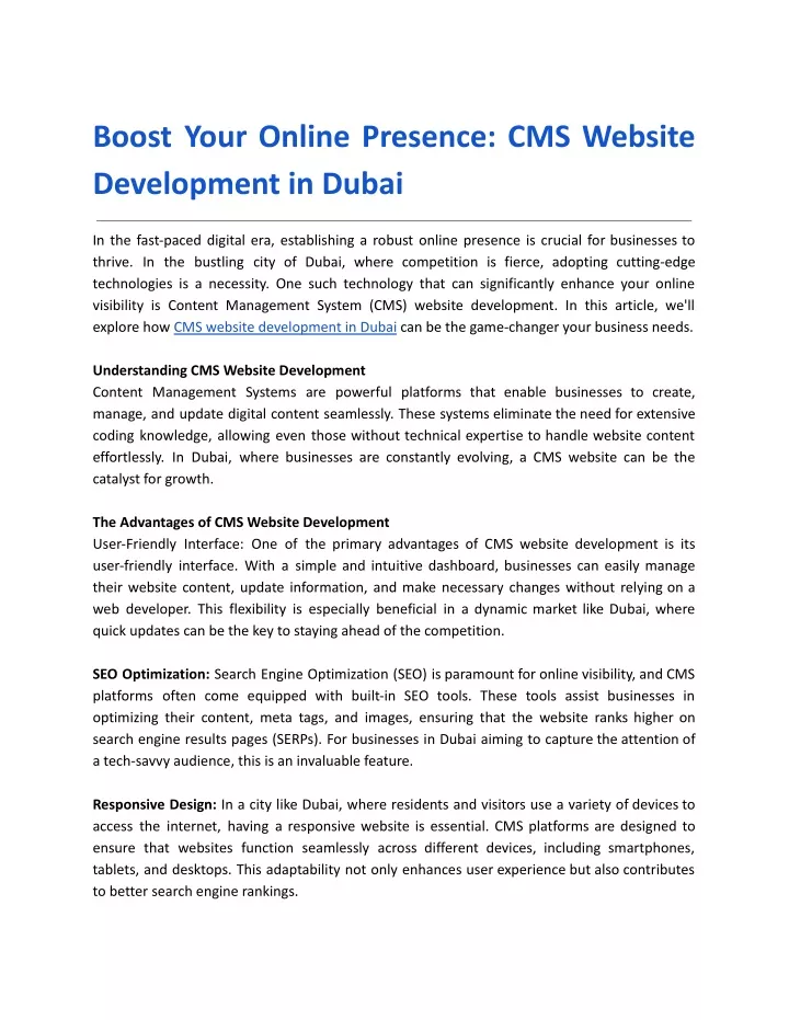 boost your online presence cms website