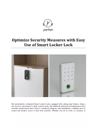 Optimize Security Measures with Easy Use of Smart Locker Lock
