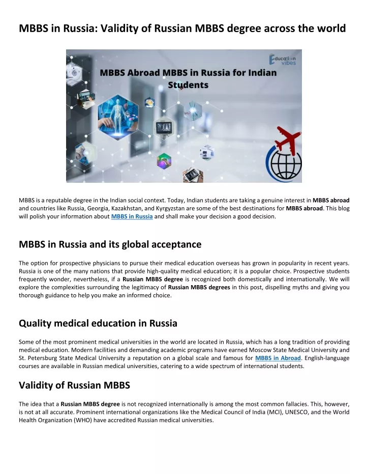 mbbs in russia validity of russian mbbs degree