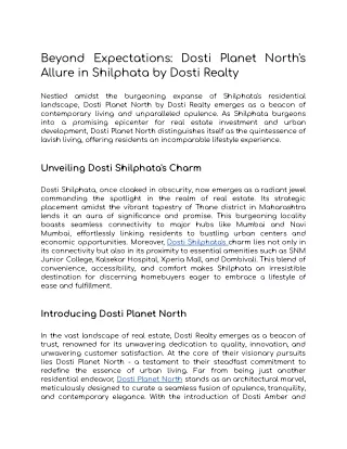 Beyond Expectations: Dosti Planet North's Allure in Shilphata by Dosti Realty