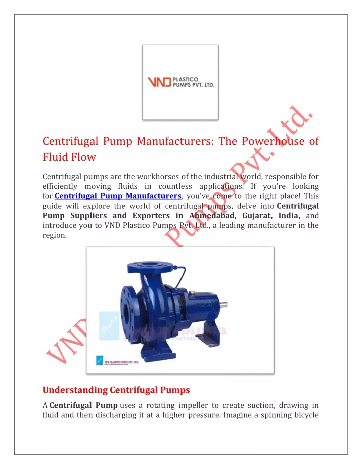 centrifugal pump manufacturers the powerhouse