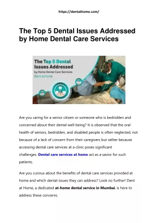 The Top 5 Dental Issues Addressed by Home Dental Care Services