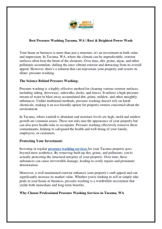 best pressure washing tacoma wa best brightest