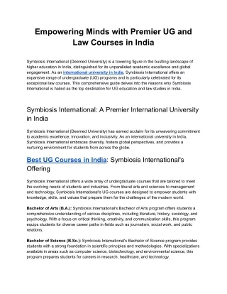Empowering Minds with Premier UG and Law Courses in India