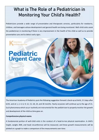 What is The Role of a Pediatrician in Monitoring Your Child’s Health?