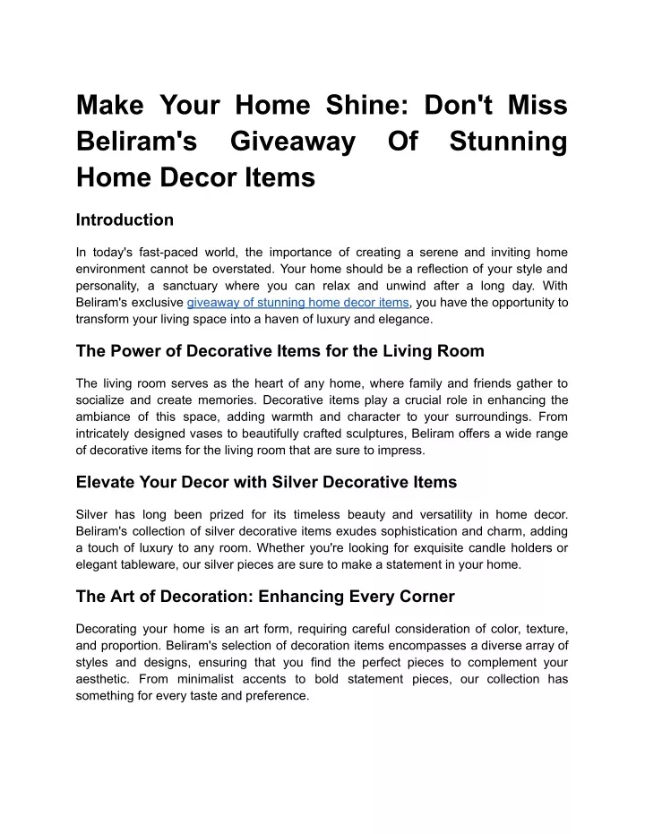 make your home shine don t miss beliram